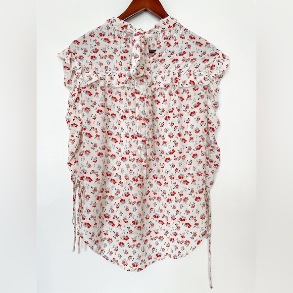 Veronica beard Howell Floral Print Silk Ruffle Blouse Top size 0 - Picture 11 of 12